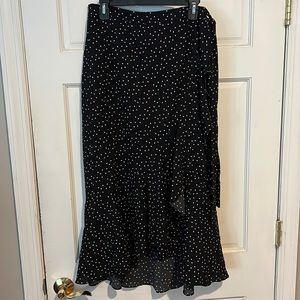 Black polka dot wrap skirt